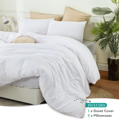 Utopia Bedding Duvet Cover Set - Soft Brushed Microfiber | 3-Piece Queen Set with Zipper Closure (White)