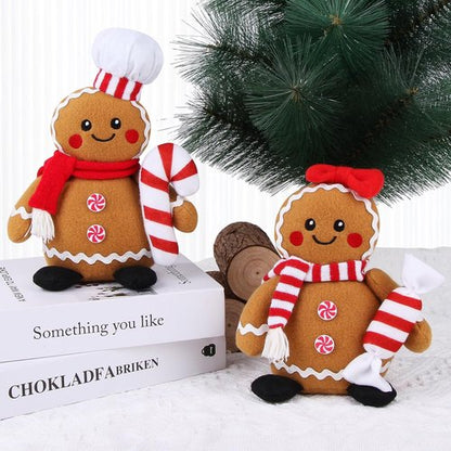 BWFY Gingerbread Man Plush Toys - Festive Stuffed Animals Set of 2 for Christmas Decor & Gifts