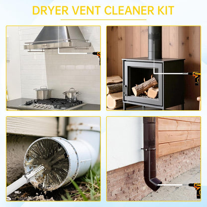 Skiennix Dryer Vent Cleaner Kit - 30 Feet Duct Cleaning Brush with 23 PP Rods & 4-Inch/6-Inch Brushes