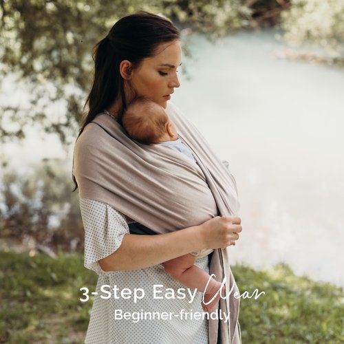 Boba Baby Wrap Carrier – Original Baby Sling Carrier for Newborns (7–35 lbs), Soft, Secure, Hands-Free & Ergonomic, Ideal for Comfortable Bonding, New Parents (Beige)
