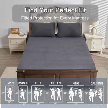 Skiennix Twin Mattress Protector - Waterproof Fitted Cover with 18" Deep Pocket | Noiseless & Breathable, Dark Gray (39" x 75")
