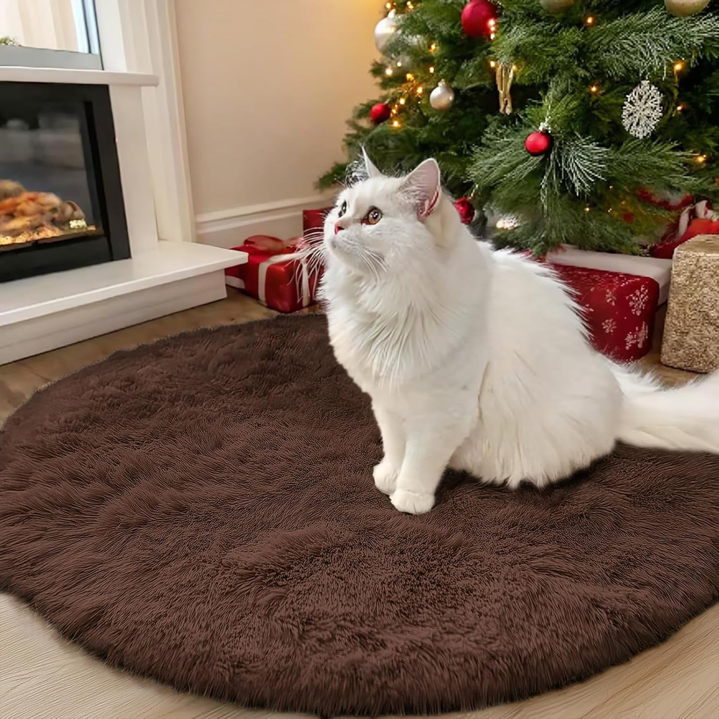 OLANLY Round Coffee Area Rug - Soft, Fluffy, Machine Washable 3 ft Circle Carpet for Bedroom & Living Room Decor
