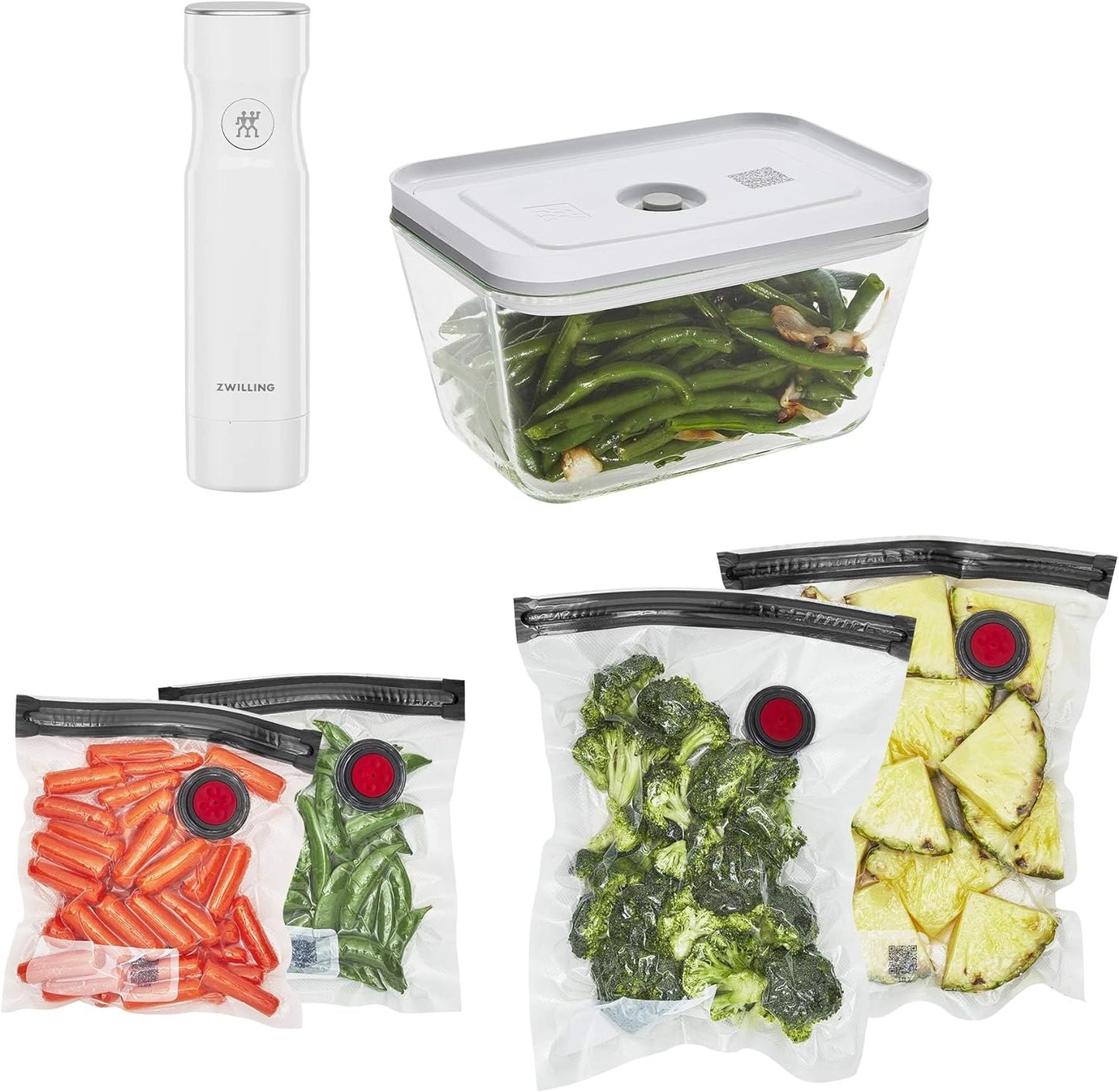 ZWILLING Fresh & Save Vacuum Sealer Machine - Airtight Food Storage Set with Glass Containers & Sous Vide Bags
