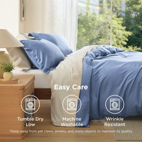 Bedsure Duvet Cover King Size - Soft Double Brushed Bedding Set for Kids & Adults, Zipper Closure, 3 Pieces, Includes 1 Duvet Cover (104"x90") & 2 Pillow Shams, NO Comforter, Slate Blue