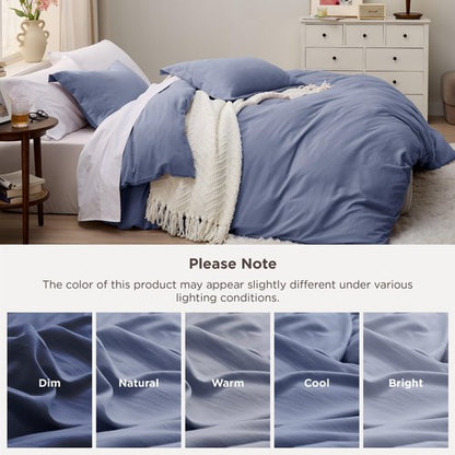 Bedsure Slate Blue Duvet Cover Twin/Twin XL Size - 2 Pieces Prewashed Polyester Extra Soft Bedding Set, Includes 1 Twin Duvet Cover 68''x90'' with Zipper Closure & 1 Pillow Sham, No Comforter