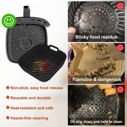 Skiennix Silicone Air Fryer Liners - Reusable 7.1 Inch for 4-7 QT Square Air Fryers | Baking Tray Accessories