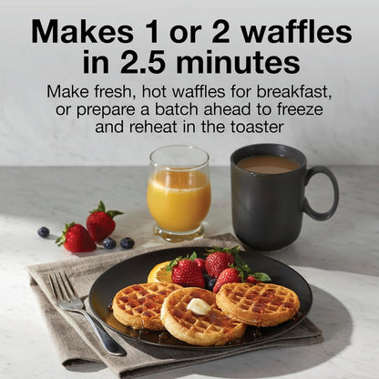 Proctor Silex Mini Waffle Maker - Non-Stick 4” Grids for Keto Chaffles & Hashbrowns | Compact Black Design