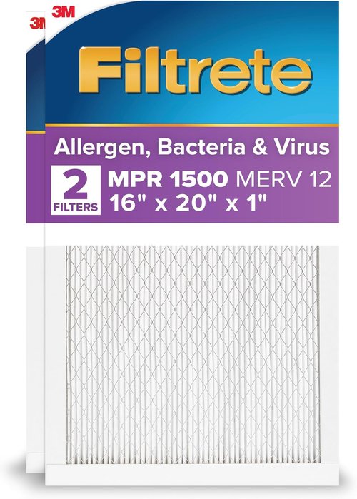 Filtrete 16x20x1 MERV 12 AC Furnace Air Filter - Certified Asthma & Allergy Friendly | 2-Pack