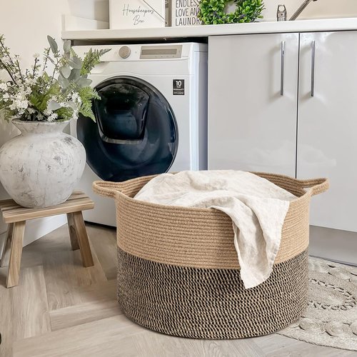 Goodpick Extra Large Wicker Storage Basket - 83L Round Blanket & Laundry Hamper | 21.7 x 13.8 Inches