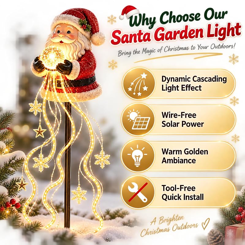 Santa Claus Snowman Magic Fountain LED Garden Light - Solar Snowflake Cascade