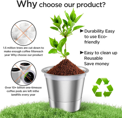 Skiennix Reusable K Cups - Universal Stainless Steel Filters for Keurig 1.0 & 2.0 | 4-Pack