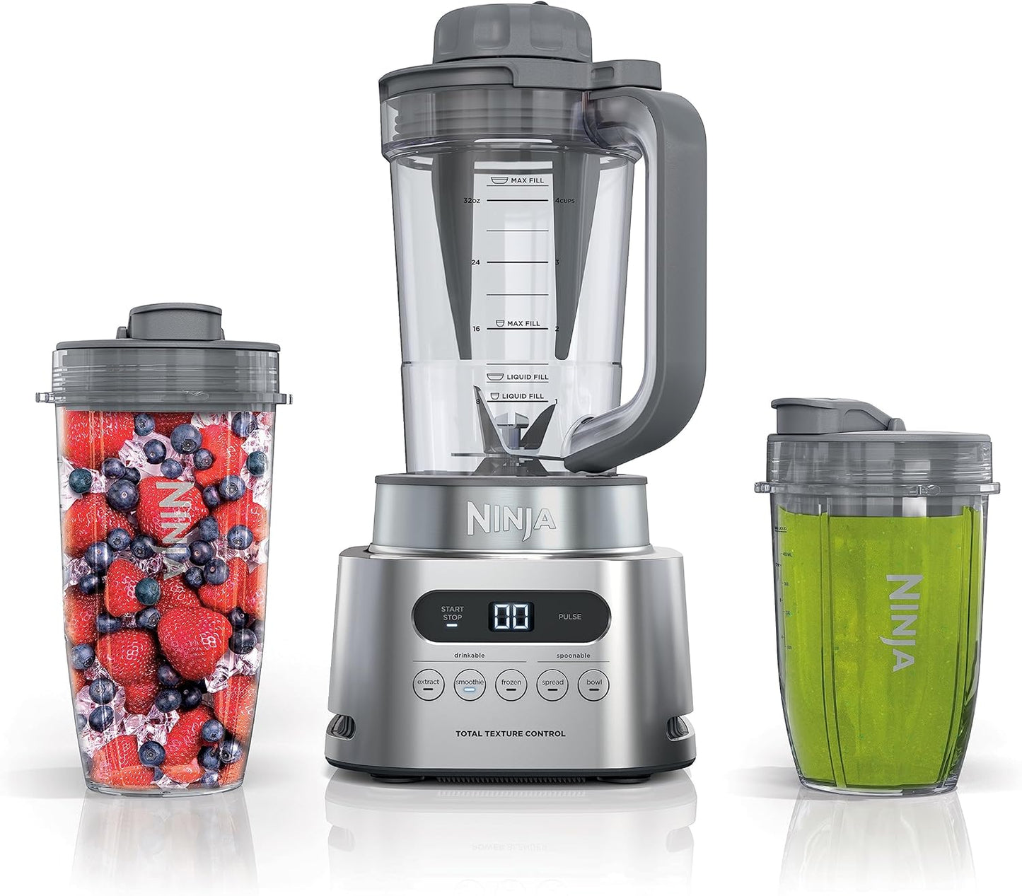 Ninja SS151 TWISTi Blender DUO - High-Speed 1600W Smoothie Maker with 34-Oz Pitcher & 2 To-Go Cups - Gray