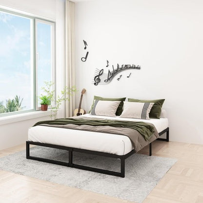 Lutown Teen 12-Inch Full Size Bed Frame - Heavy Duty Metal Platform with Sturdy Slats | Easy Assembly, Noise-Free, Black