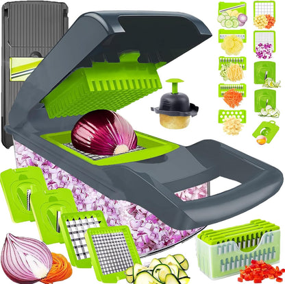 Pro-Series 20-in-1 Mandoline Slicer - Versatile Veggie Chopper with Container for Effortless Meal Prep