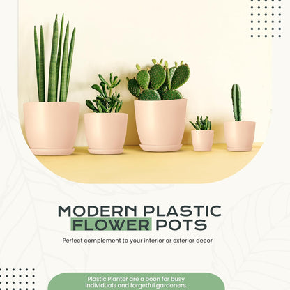 Utopia Home - Indoor Plant Pots with Drainage - 7 to 4.8 Inches Plastic Planters for Cactus & Succulents (Pink, Set of 10)