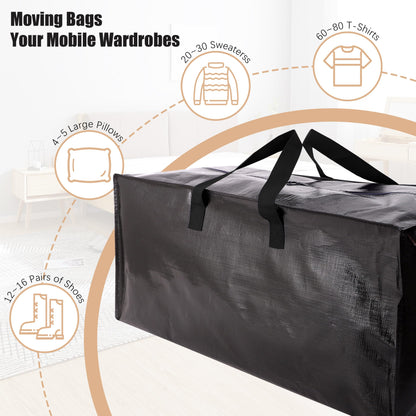 NATURELUX Heavy Duty Moving Bags with Backpack Straps and Strong Handles, Alternative to Moving Boxes and Storage Totes for Dorm Room Essentials, 12 Pack, Black