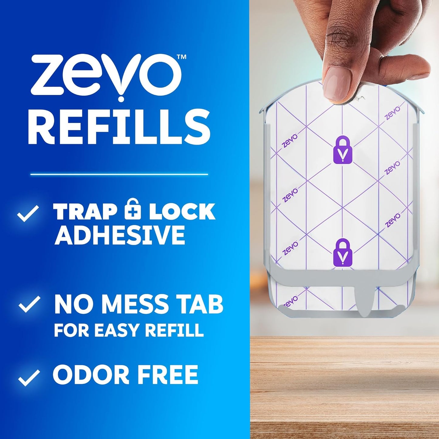 Zevo Flying Insect Trap Official Refill Cartridges - Fits Both Zevo Trap & MAX Indoor Fly Trap - Authentic Trap+Lock Technology to Catch Gnats, House & Fruit Flies (8 Official Refill Cartridges)