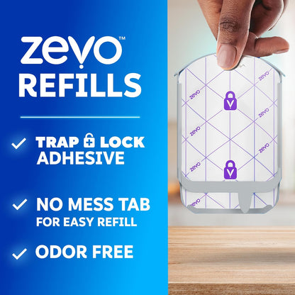 Zevo Flying Insect Trap Official Refill Cartridges - Fits Both Zevo Trap & MAX Indoor Fly Trap - Authentic Trap+Lock Technology to Catch Gnats, House & Fruit Flies (8 Official Refill Cartridges)