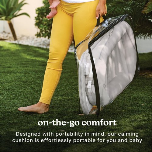 MyBaby 3-in-1 Calming Baby Cushion, Soothing Comfort for Newborns & Infants, Snuggling Sensation, Sound and Vibration, Designed for Safety, Rechargeable & Machine-Washable, by Homedics, Gray