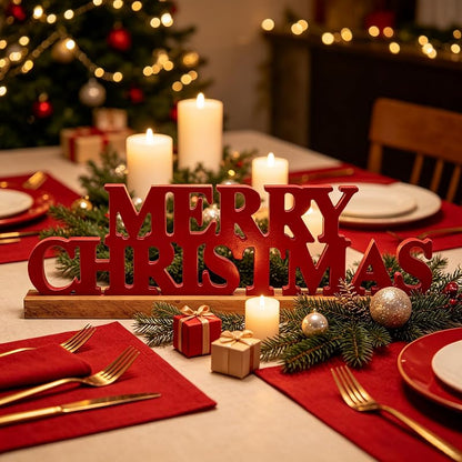 Rustic 16 Inch Merry Christmas Sign - Handmade Wooden Home Decor