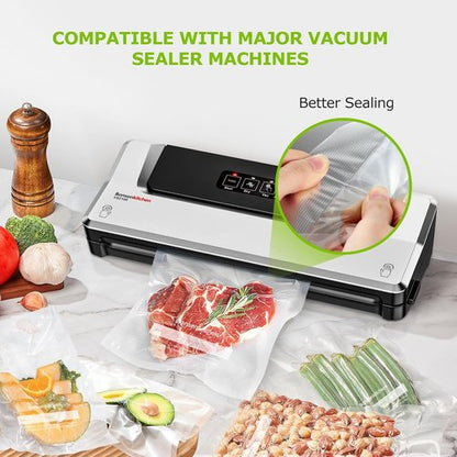 Bonsenkitchen Vacuum Sealer Bags - Heavy Duty Food Grade, BPA Free, 100 Gallon, 11" x 16" Size | Ideal for Meal Prep & Sous Vide Cooking