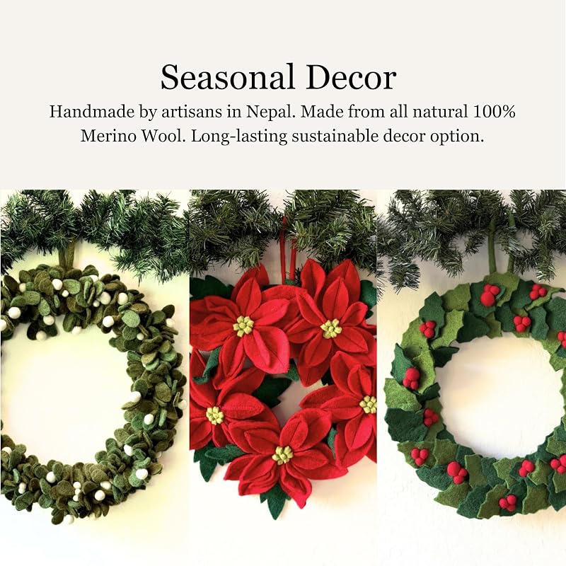 Autumn Acorn Handmade Felt Flower Wreath - Christmas & Fall Door Decor