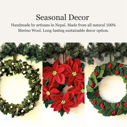 Autumn Acorn Handmade Felt Flower Wreath - Christmas & Fall Door Decor