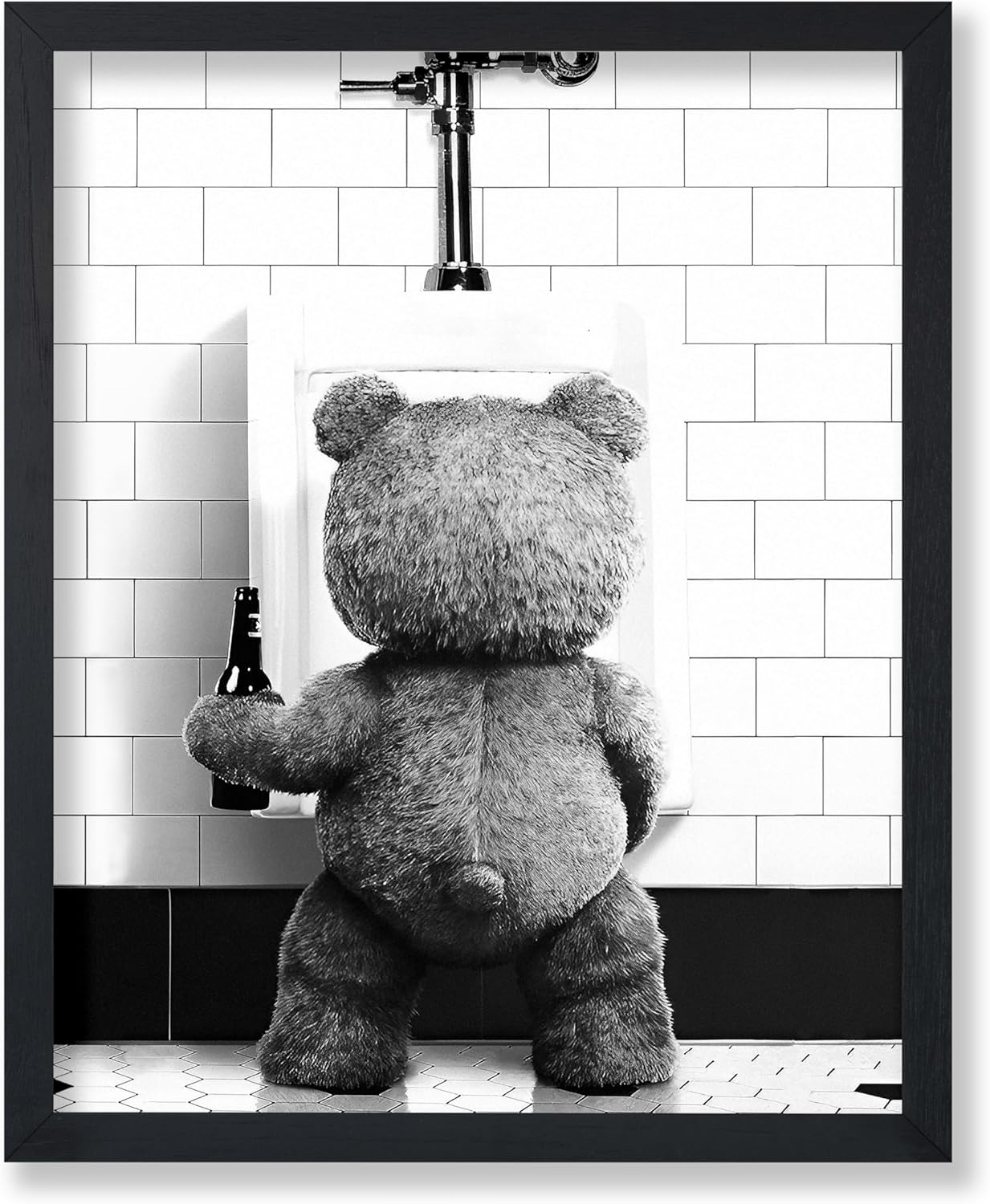 Poster Master Funny Teddy Bear Print - Humorous Wall Art Gift for Movie Fans | Black & White 8x10 Unframed