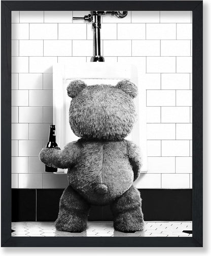 Poster Master Funny Teddy Bear Print - Humorous Wall Art Gift for Movie Fans | Black & White 8x10 Unframed