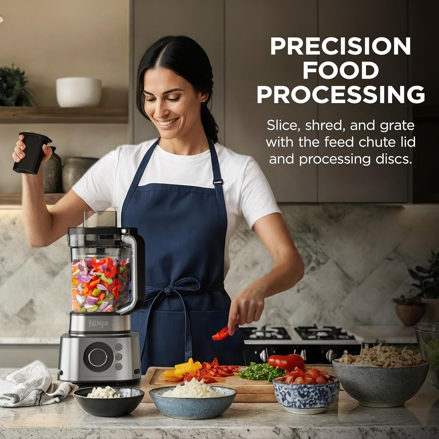 Ninja Blender - Food Processor Combo | Power Blender System for Smoothies & Shakes, 72-Oz Pitcher, Silver