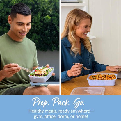 Bentgo Prep - 20-Piece Reusable Meal Prep Containers | Durable, BPA-Free, Microwave & Dishwasher Safe (Periwinkle)