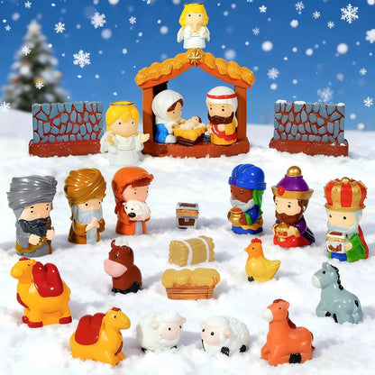 Regine Switzerland Christmas Nativity Set - 24 Hand-Painted Resin Figurines for Festive Tabletop Decor