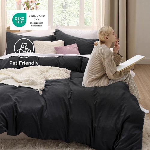 Bedsure King Duvet Cover Set - Oversized 3-Piece Extra Soft Prewashed Cotton-Like Polyester | 120x98 Inches with Zipper Closure & 2 Pillow Shams