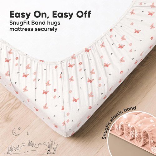 KeaBabies Fitted Crib Sheets - Soft Bamboo Viscose Cotton, 52x28, Durable & Breathable (Butterflies)