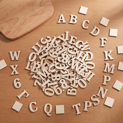 Unfinished Wood Alphabet Letters & Numbers 124-Piece Set, 1-5/8 Inch for Crafts & Scrapbooking