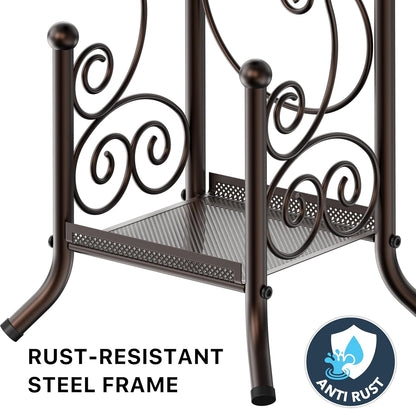 Simple Houseware Toilet Tissue Roll Holder Stand - English Style with Shelf in Bronze Finish