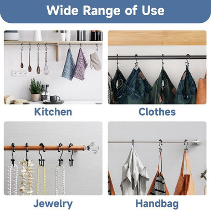 Titanker Shower Curtain Hooks Rings, Rust Resistant Metal Double Glide Shower Hooks Rings for Bathroom Shower Rods Curtains, Set of 24 Hooks - Black