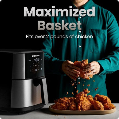 Chefman Air Fryer 6 Qt - TurboFry® 5-in-1 with 450°F Hi-Fry Option for Crispy Results | XL Nonstick Basket