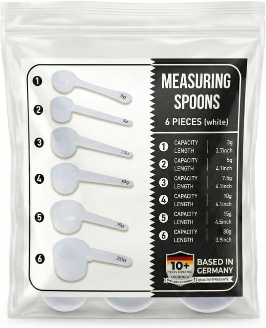 Skiennix Measuring Spoons Set - 6-Piece Exact Dosing Kitchen Tools for Powders & Liquids