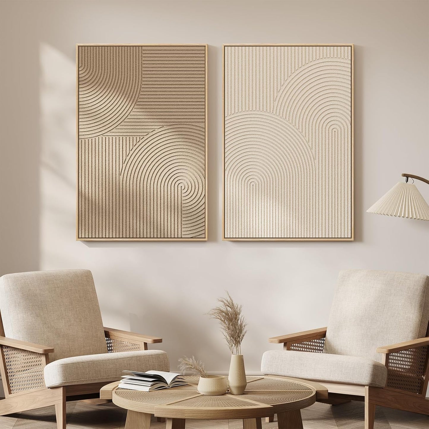 Regine Switzerland 3D Textured Wall Art Set - Modern Minimalist Beige & Brown Paintings | 24x36 In