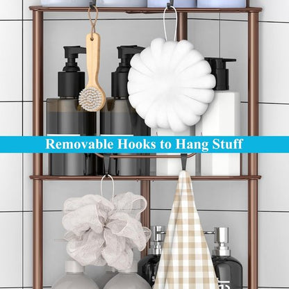 HuggieGems 3-Tier Corner Shower Caddy Organizer - Versatile Bathroom Shelf Rack with Hooks