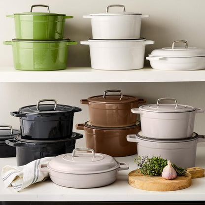 Martha by Martha Stewart 3.5 QT Enameled Cast Iron Braiser with Lid - Elegant Crescent Moon Color