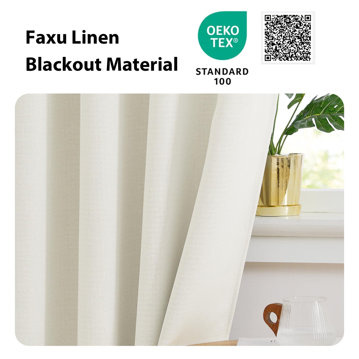 NICETOWN 24 inch Long Blackout Tiers, Farmhouse Grommet Half Window Curtains, Light Block Small Window Valances for Kitchen Cupboard, Covering for Bathroom, W34 x L24, Natural, 2 Panels