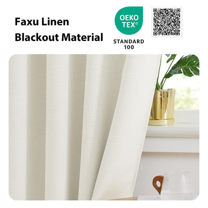 NICETOWN 24 inch Long Blackout Tiers, Farmhouse Grommet Half Window Curtains, Light Block Small Window Valances for Kitchen Cupboard, Covering for Bathroom, W34 x L24, Natural, 2 Panels