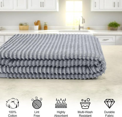Homaxy Premium Kitchen Towels - Ultra Absorbent 100% Cotton Hand Towels | 6 Pack, 18"x28", Grey