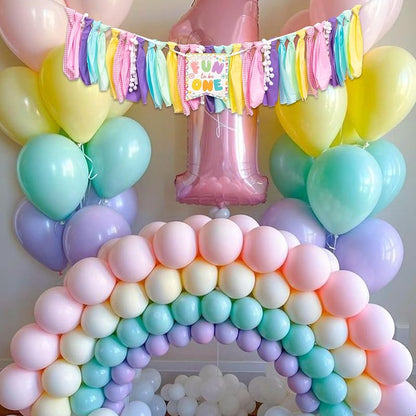 Fun to Be One High Chair Banner - Pre-Strung Pastel Fabric World Baby Party Décor