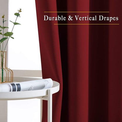 NICETOWN Blackout Doorway Curtains 80 inches Long 2 Panels Set, Grommet Thermal Window Treatments Light & Sound Blocking Drapes for Living Room, Burgundy Red, W46 x L80