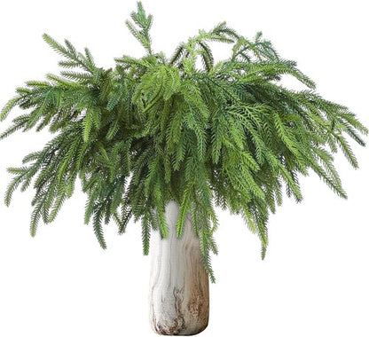 Bdor 12 Pack Norfolk Pine Branches - 18 Inch Faux Greenery Sprays for Holiday Decor & Centerpieces