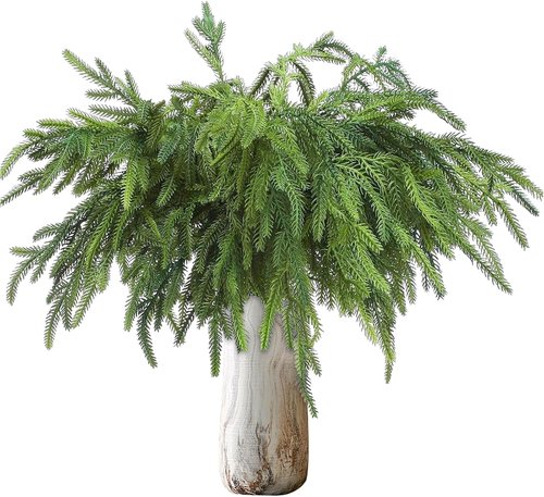 Bdor 12 Pack Norfolk Pine Branches - 18 Inch Faux Greenery Sprays for Holiday Decor & Centerpieces