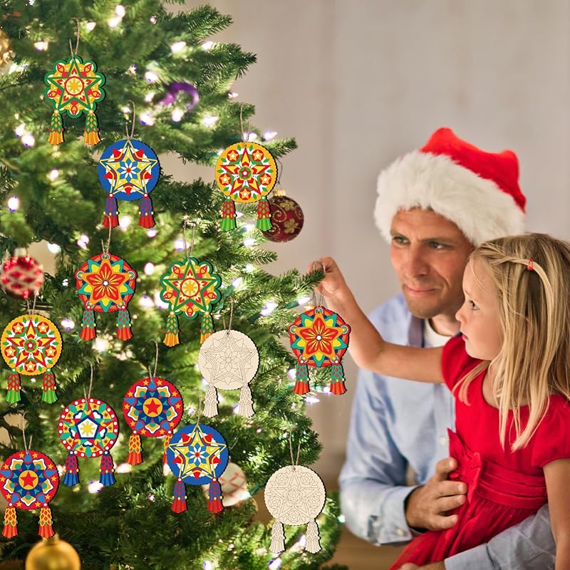DIY Capiz Star Christmas Ornaments - 24-Piece Color Your Own Parol Lantern Set (Variation: DIY Capiz Star)